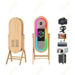 Photobooth espejo de madera Salsa2 Cámara máquina Shell Super gran pantalla táctil y tiras de luces RGB funda de vuelo para boda - Product Image 5