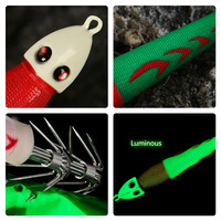 Promotion : Leurre de pêche au calamar lumineux avec tête de jig en plomb et hameçon crevette, pour poulpe et seiche, 80g 100g 120g 150g