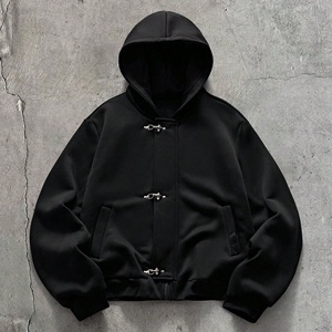 Zip-Hoodie Maßgeschneidert Crop Heavyweight 100% Baumwolle Übergroß Boxy Reißverschluss 500g Umweltfreundlich Einfarbig Fleece Grunge Y2k Hoodie für Herren - Product Image 2