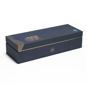 Caja de Regalo Rígida <span class=keywords><strong>Azul</strong></span> Oscuro Personalizada de Lujo con Logotipo Estampado en Caliente y Acabado Mate para Botellas de Vino y Empaquetado Minorista Premium - Product Image 1