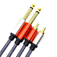 Câble 2RCA vers 1/4, câble d'interconnexion audio stéréo double 1/4 pouce TS vers double RCA, coque en cuivre plaqué or 2X 6,35 mm