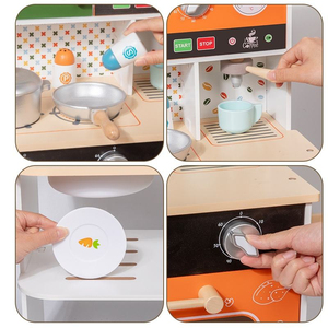 Ensemble de <span class=keywords><strong>cuisine</strong></span> en <span class=keywords><strong>bois</strong></span> multifonctionnel Montessori pour enfants, jeu de simulation de <span class=keywords><strong>cuisine</strong></span>, couleur orange, jouets éducatifs précoces - Product Image 4