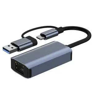 Многопортовый док-станция 2 в 1 USB3.0 TYPE-C на сетевую карту RJ45 1000 Мбит/с для ПК, конвертер, двойное расширение