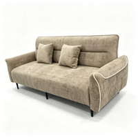 Canapé-lit carré moderne et écologique en tissu chenille tufté avec cadre en bois massif durable et rembourrage en éponge, 3/4 places, inclinable, pour salon