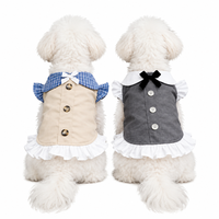 Robe de princesse pour animaux de compagnie en polyester de qualité supérieure avec nœud papillon et ourlet à volants à carreaux pour animaux de compagnie, à porter au quotidien en extérieur