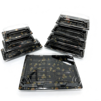 Kotak Kemasan Sushi & Camilan Komersial Sekali Pakai Cetak Jepang Desain Kreatif Berkualitas Tinggi Bahan PET