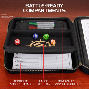 Estuche Organizador para RPG, Carpeta para DND con Inserto de Bandeja de Espuma para Miniaturas, Soporte y Panel de Escritura Borrable, Estuche con Área para Lanzar Dados - Product Image 5
