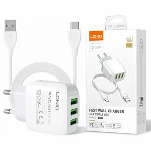 LDNIO A3312 USB Charger EU US Plug Standard Mini Travel Adapter Plug 3 USB Fast Charging Mobile Phone Charger