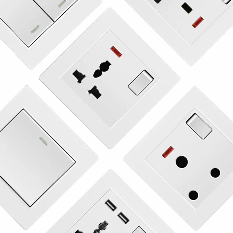 White wall 13A multi-pin socket switch, dual global universal wall socket with USB port, electrical switch socket wall