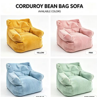 Fauteuil pouf moderne en velours côtelé, housse lavable, canapé individuel relaxant, mobilier de maison, chaise pouf