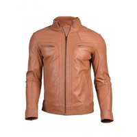 Veste d'hiver réversible imperméable en cuir de vache pour homme, col montant, style moto, prix Pakistan, marron