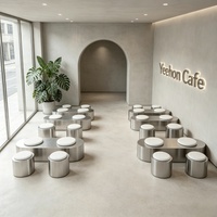 Meubles de restaurant modulaires en acier inoxydable sur mesure Yeehon Designer, combinaison de bancs et de tabourets incurvés, durables, luxueux, minimalistes