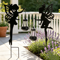 Piquets de jardin féeriques en métal résistants aux intempéries avec lanterne solaire pour la décoration extérieure de pelouse, patio et jardin
