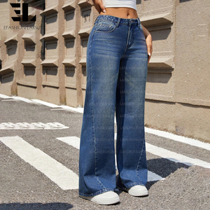 LARSUR Xintang Guangzhou China, Fábrica de Jeans de Mezclilla, Fabricante, Proveedor, Mayorista, Jeans Clásicos Holgados y Anchos para <span class=keywords><strong>Mujer</strong></span> - Product Image 6