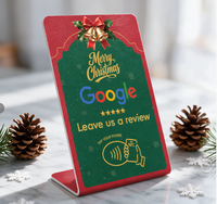 Carte de commentaires NFC de Noël rouge et verte, support Google Review Tap, carte d'évaluation personnalisée pour les commerces de détail