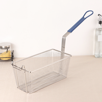 Grand Rectangle Commercial en acier inoxydable métal français Chips oignon anneaux ailes de poulet paniers filet pour Machine à frire