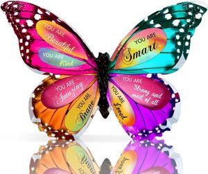 Butterfly Acrylic Rectangle Plaque UV Printing Crystal Keepsake Custom Logo Modern Floral Ornament <b>Gift</b> for Mother's Day - Product Image 2