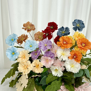 Fleur artificielle en pot, plante en tissu de soie réaliste, décoration d'intérieur, accessoires de mariage, fleur à 3 têtes - Product Image 4