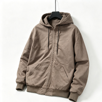 Blouson d'hiver surdimensionné à capuche en coton tissé, style workwear vintage, brodé, pour homme, personnalisable, coupe bomber, fermeture éclair intégrale, OEM ODM, décontracté