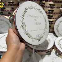 Tambourin d'invité de mariage en bois artificiel sur mesure Tambour de quatre pouces solide et durable et pratique en vente