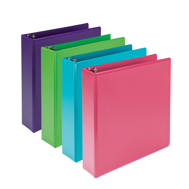 1/2 Inch D-Ring Solid Multicolor Variety PVC 3 Ring Binder