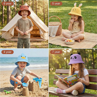 Chapeau Bob de Pêcheur Panama pour Enfants et Parents, Motif Animal Mignon et Amusant, avec Oreilles de Grenouille, Protection Solaire pour la Randonnée en Plein Air et la Plage