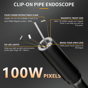 Industriële rioolcamera-inspectie-endoscoop met intrekbare klauw, magnetische kop, IP67 waterdicht ontwerp - Product Image 3