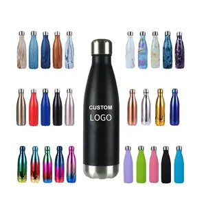 Bouteilles d'eau sportives en acier inoxydable à double paroi isolées, forme cola, avec logo personnalisé, 500 ml et 1000 ml, pour le camping - Product Image 1