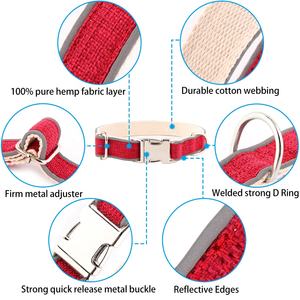2023 New Design Eco-Friendly Hemp <strong>Dog</strong> <strong>Collar</strong> Night Safety <strong>Reflector</strong> Strip Adjustable Hemp <strong>Dog</strong> <strong>Collar</strong> - Product Image 4