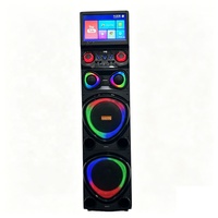 Système de haut-parleurs karaoké 100W 12"*2 avec écran tactile WiFi Android 13, deux micros sans fil, lumières LED RGB, pour fêtes en extérieur, batterie intégrée