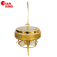 TIANXING – Ensemble de chauffe-plats suspendus dorés de 6 litres avec brûleur à alcool pour buffet, traiteur, hôtel, restaurant, fête