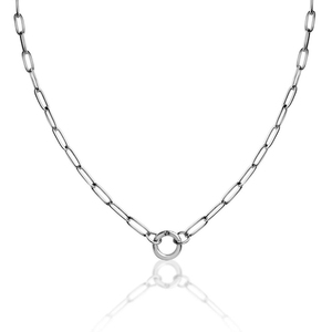 Kalung Penahan Liontin Lapis Emas 18k Anti Kusam, Perhiasan Wanita Minimalis, Kalung Rantai Paperclip Baja Tahan Karat dengan Kancing Tekan - Product Image 6