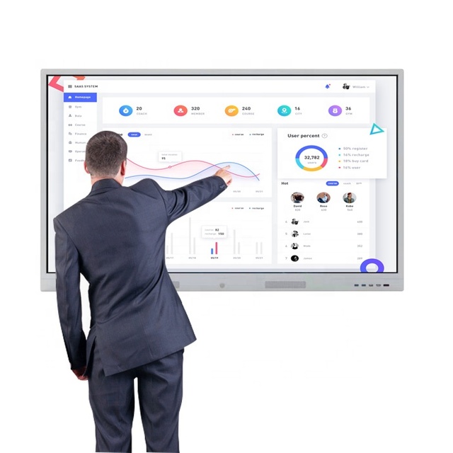 55/65/75/86 Inch 4K UHD Interactive Smart Whiteboard All-in-One Touch Screen Digital Whiteboard for Office Meeting Classroom