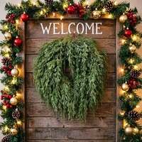Promo! Garland Jarum Pinus Hijau Buatan, Karangan Bunga Pinus Plastik Gantung untuk Dekorasi Rumah Natal