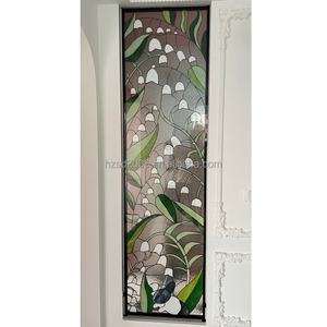 Vitral de Estilo Tiffany para Puerta y Ventana, Diseño de Flor de Suzuki, Vidrio Chino con Diseño de Flores, Soldadura de Estaño, para Cocina y Baño, Tamaño Personalizable, Duradero - Product Image 3