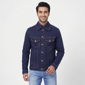 New Arrival 2026 <b>Men's</b> Blue Vintage Hooded Stand Denim <b>Jackets</b> Custom Design Available Wholesale Streetwear Fashion OEM Service - Product Image 1