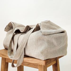 Bolso grande de lino con asa larga para compras, bolsa de mano de playa con bolsillos - Product Image 1