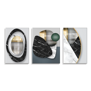 Peinture sur toile en polyester imprimée à l'aquarelle, art géométrique abstrait <span class=keywords><strong>moderne</strong></span>, combinaison de trois pièces, décoration murale pour la maison - Product Image 1