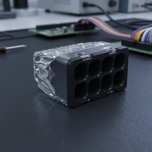 Connecteurs de fils à enfoncement 8 pôles PC218S - Noir transparent, certifiés CE, 24A 450V, marque taïwanaise, connecteurs électriques rapides et compacts pour - Product Image 2