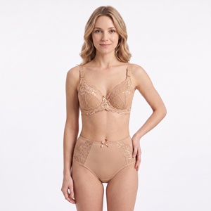 Conjunto de sujetador push-up de encaje floral y bragas para mujer, lencería con aros de cobertura completa, bragas de cintura alta, tirantes ajustables, lazo, sexy - Product Image 4