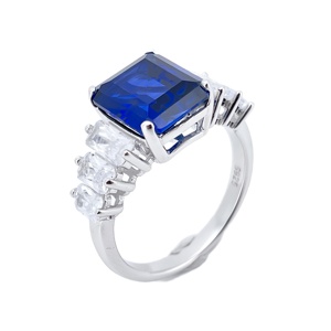 925 <b>silver</b> <b>emerald</b> cut sapphire <b>ring</b>, light luxury women's <b>ring</b> - Product Image 3