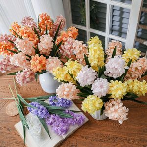 Hyacinthes artificielles CallaFloral, branche unique, blanc, jaune, orange, violet, décoration intérieure, bouquet, fleurs de mariage - Product Image 1