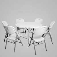 Table ronde en plastique de qualité supérieure de 6 pieds pour les fêtes en plein air, design pliable robuste en HDPE, capacité de 72 pouces pour 10 personnes