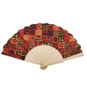 En stock : Éventail en bois de 23 cm avec tissu en liège écologique, couleurs naturelles et personnalisables pour cadeaux promotionnels et fournitures de fête - Product Image 4