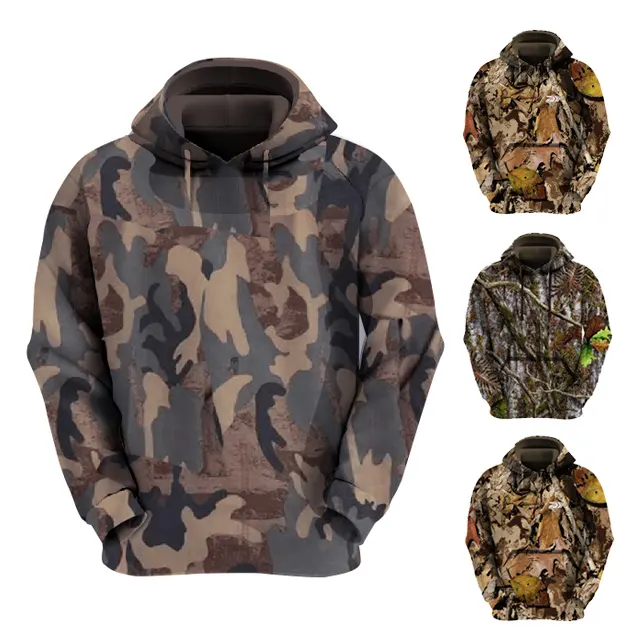 Custom Athletic-hoodies Whole Piece Digital Printing Sweatshirt Polyester Hunting Clothes Men's Hoodies