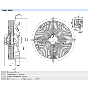 Ventilateurs axiaux électriques ebmpapst S4E400-8317072925 400 mm 160 W 230 V AC, ventilateurs de climatisation, ventilateurs de refroidissement axiaux - Product Image 3