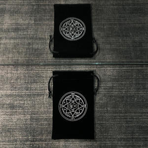 Черные бархатные экологичные мешочки для хранения украшений на шнурке для колец, серег, очков, карт Таро — хлопковый материал - Product Image 5