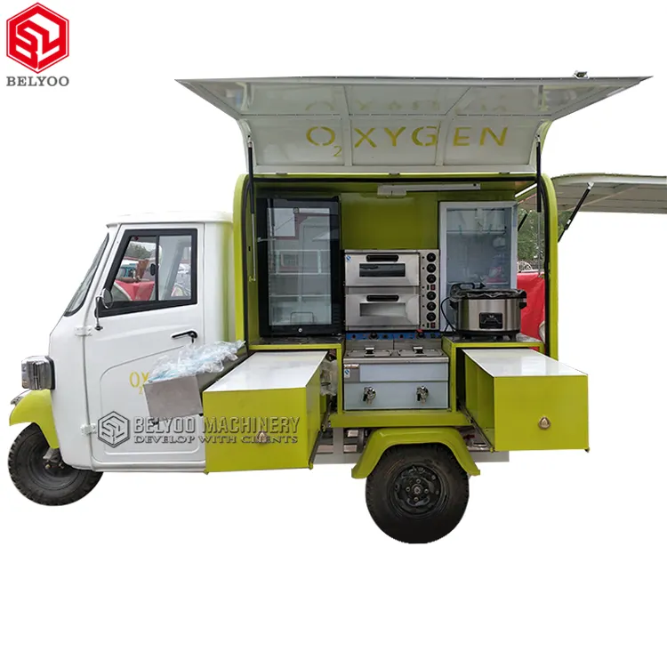 Custom Pizza Food Kar Ijs Truck Mobiele Keuken Hotdog Stand Driewieler Voedsel Kiosk Koffie Truck Piaggio Ape Food Truck