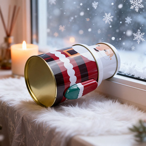 Boîtes à cadeaux recyclables personnalisées en fer blanc en formes de père Noël et de bonhomme de neige Contenants en fer blanc pour biscuits, bonbons et rangement de jouets - Product Image 6