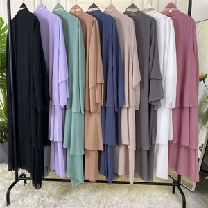 3 Layer Chiffon Solid Open Abaya Kimono Dubai Turkey <b>Kaftan</b> Cardigan Muslim Dresses for Women Islamic Clothing (1896# ) - Product Image 5